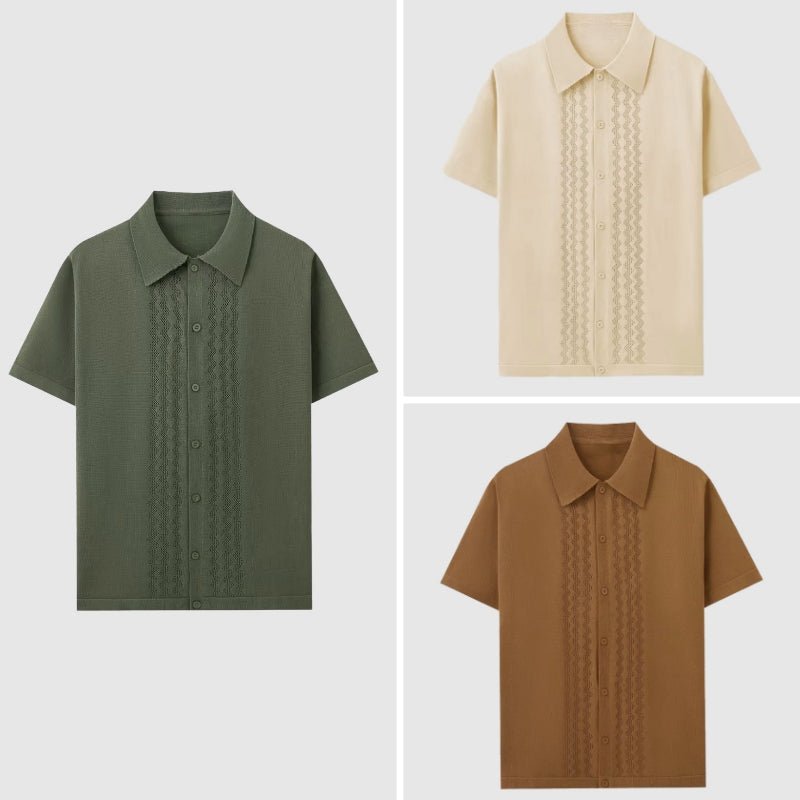 Men's Zigzag Knitted Shirt | Short Sleeve Side