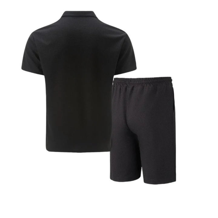 Men's Zip Two Piece Waffle Polo Set Lifestyle
