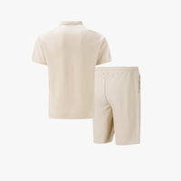 Men's Zip Two Piece Waffle Polo Set Side