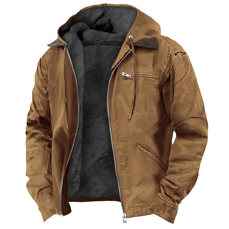 Men's Zip-Up Hooded Jacket | Layered Collar Soft Shell Hero