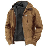 Men's Zip-Up Hooded Jacket | Layered Collar Soft Shell