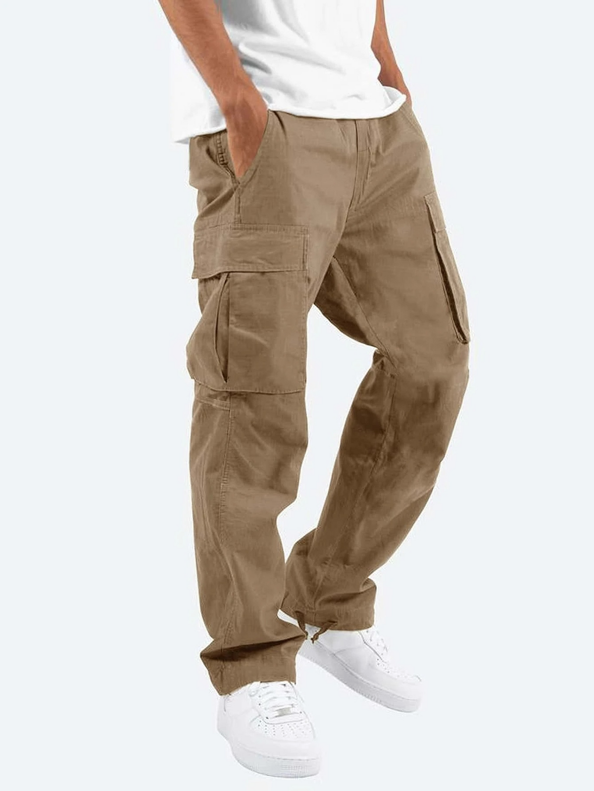 Pantalon cargo homme coupe décontractée avec poches utilitaires