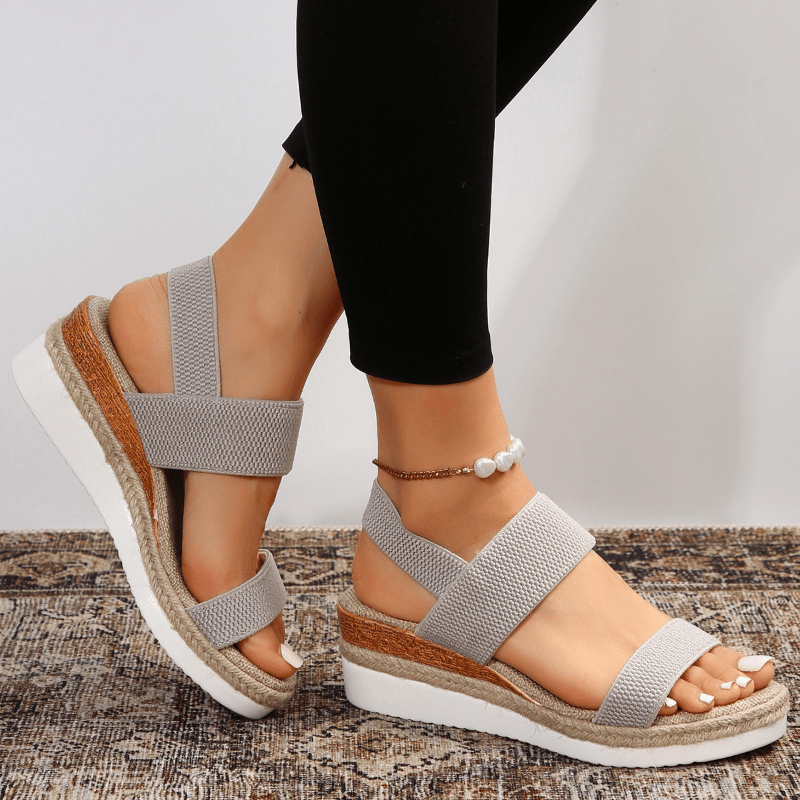 Sandalias de mujer con plataforma, punta abierta, tira elástica y diseño sin cierre