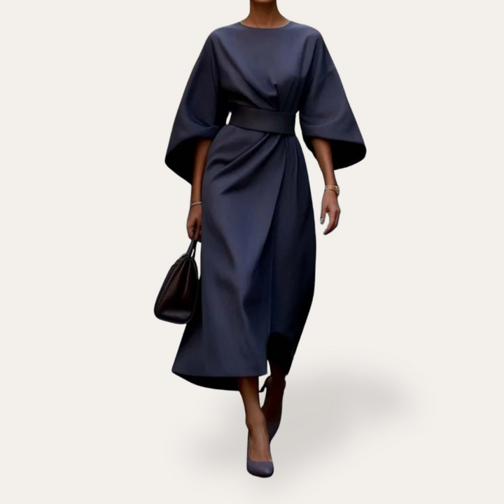 Vestea | Damen Kleid mit weiten Ärmeln aus Leinenmischung