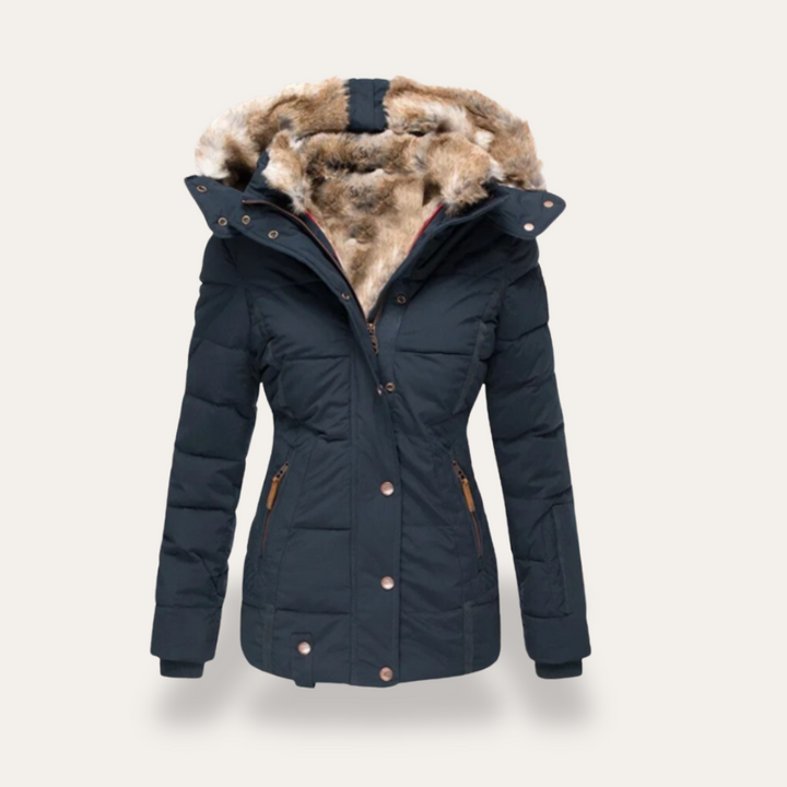 Damen-Steppjacke mit Kapuze und Kunstpelz | Vestea