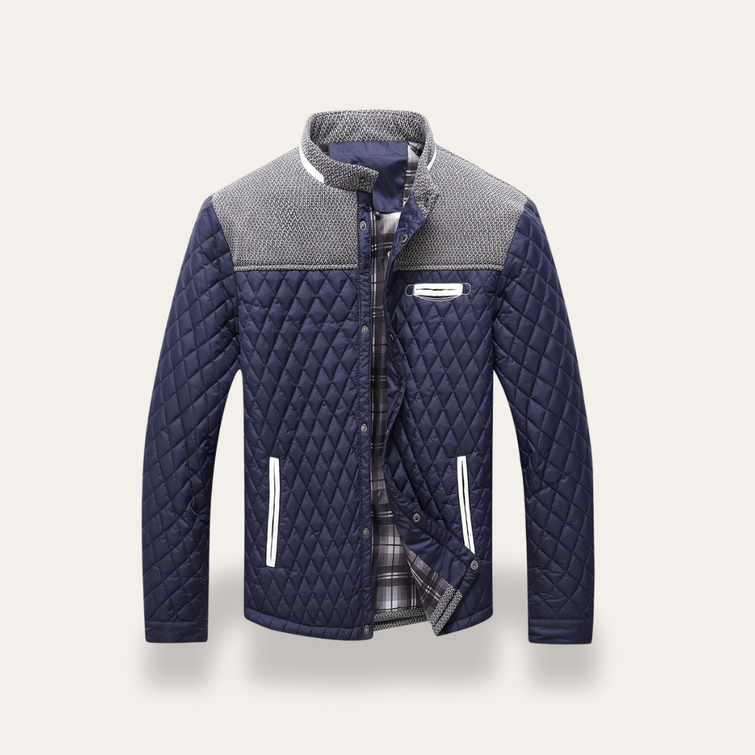 Herren-Steppjacke mit Stehkragen und Strickdetails | Vestea