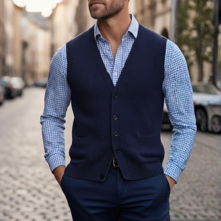 Herren Strickweste Mit Knöpfen | Vestea