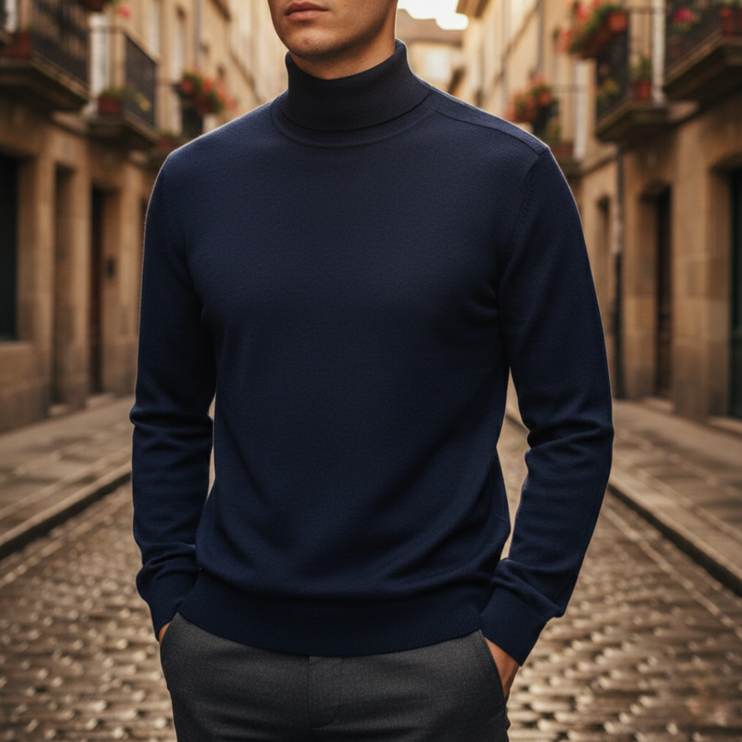 Pull-over en tricot à col roulé pour homme