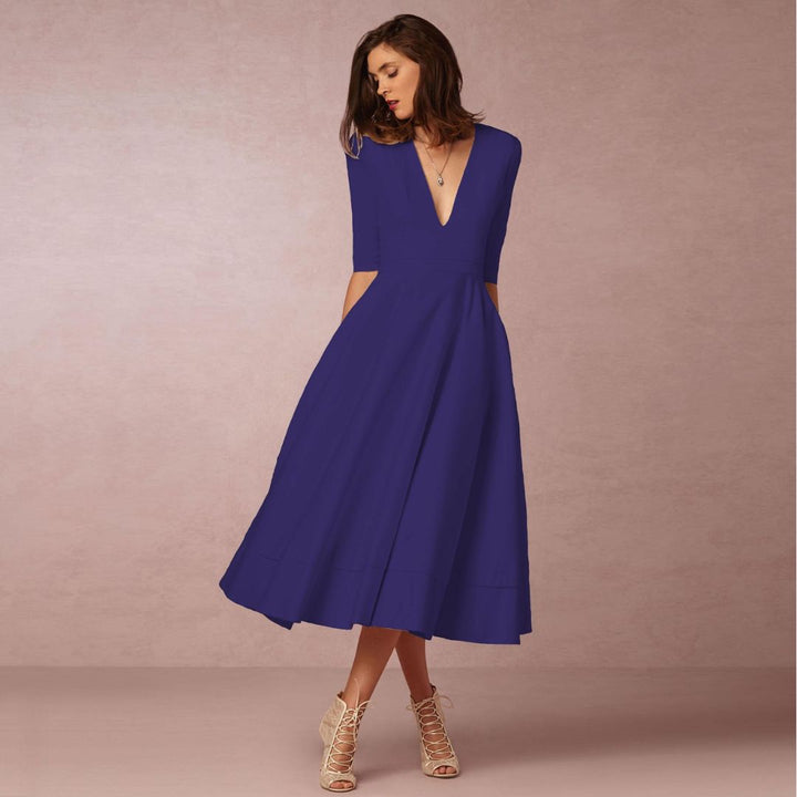 Elegantes Baumwoll Midikleid Damen | Vestea