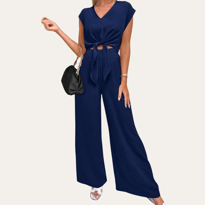Crinkle Polyester Top Weite Hose Damen | Vestea
