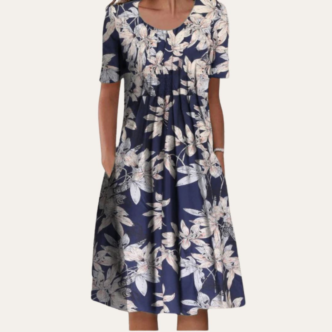 Vestea | Baumwoll Kurzarm Midikleid Damen