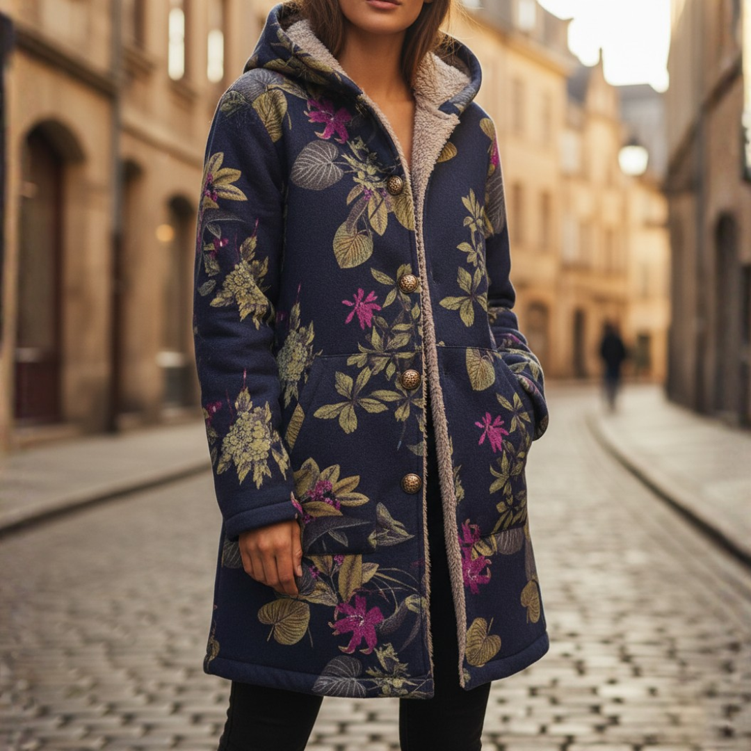 Damen Winterjacke mit Blumenmuster | Vestea