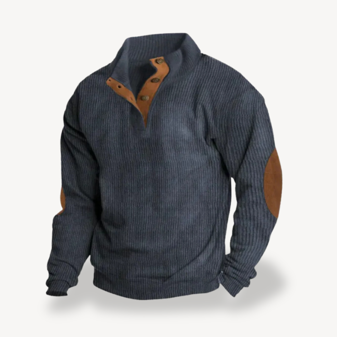 Herren Rippenpullover mit Ellenbogenpatches | Vestea