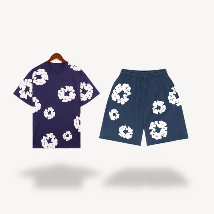 Baumwoll-Set Blumen T-Shirt & Shorts Unisex | Vestea