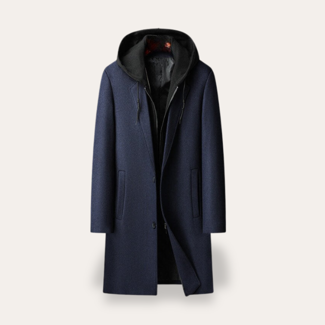 Herren Wollmantel mit Kapuze | Vestea