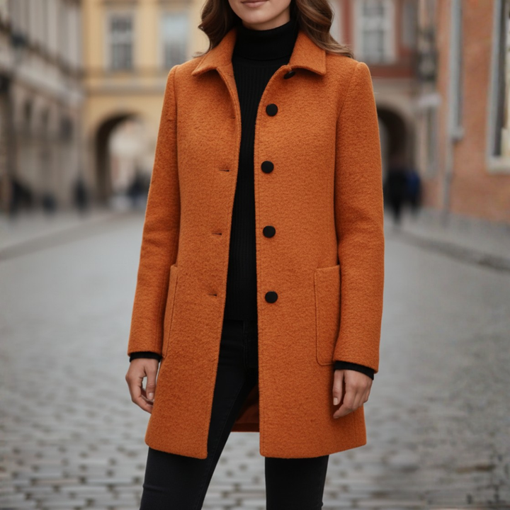 Damenmantel aus Polyester mit schwarzen Knöpfen | Vestea