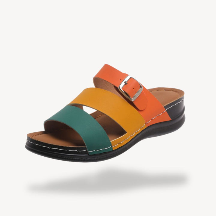 Damen Bunte Orthopädische Ledersandalen | Vestea