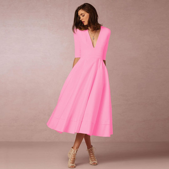Elegantes Baumwoll Midikleid Damen | Vestea