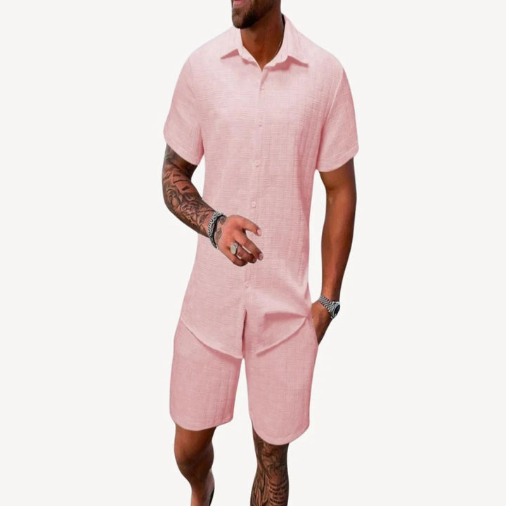 Herren Sommer-Set aus Leinenmischung mit Shorts | Vestea