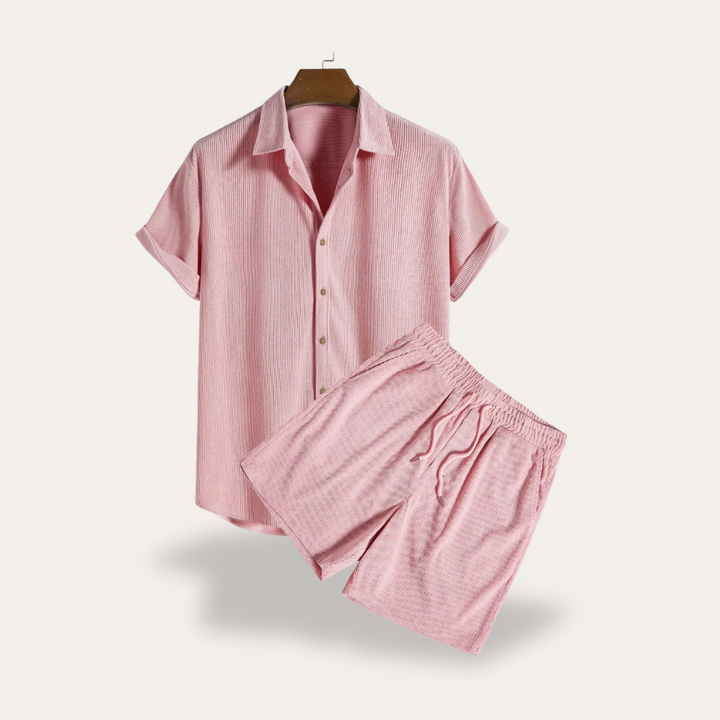 Vestea | Herren Leinen Zweiteiler Set – Kurzarm Hemd & Shorts