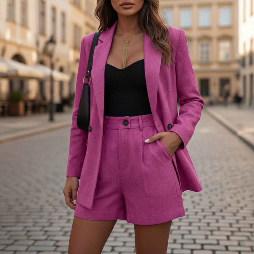 Ensemble veste croisée et short pour femme