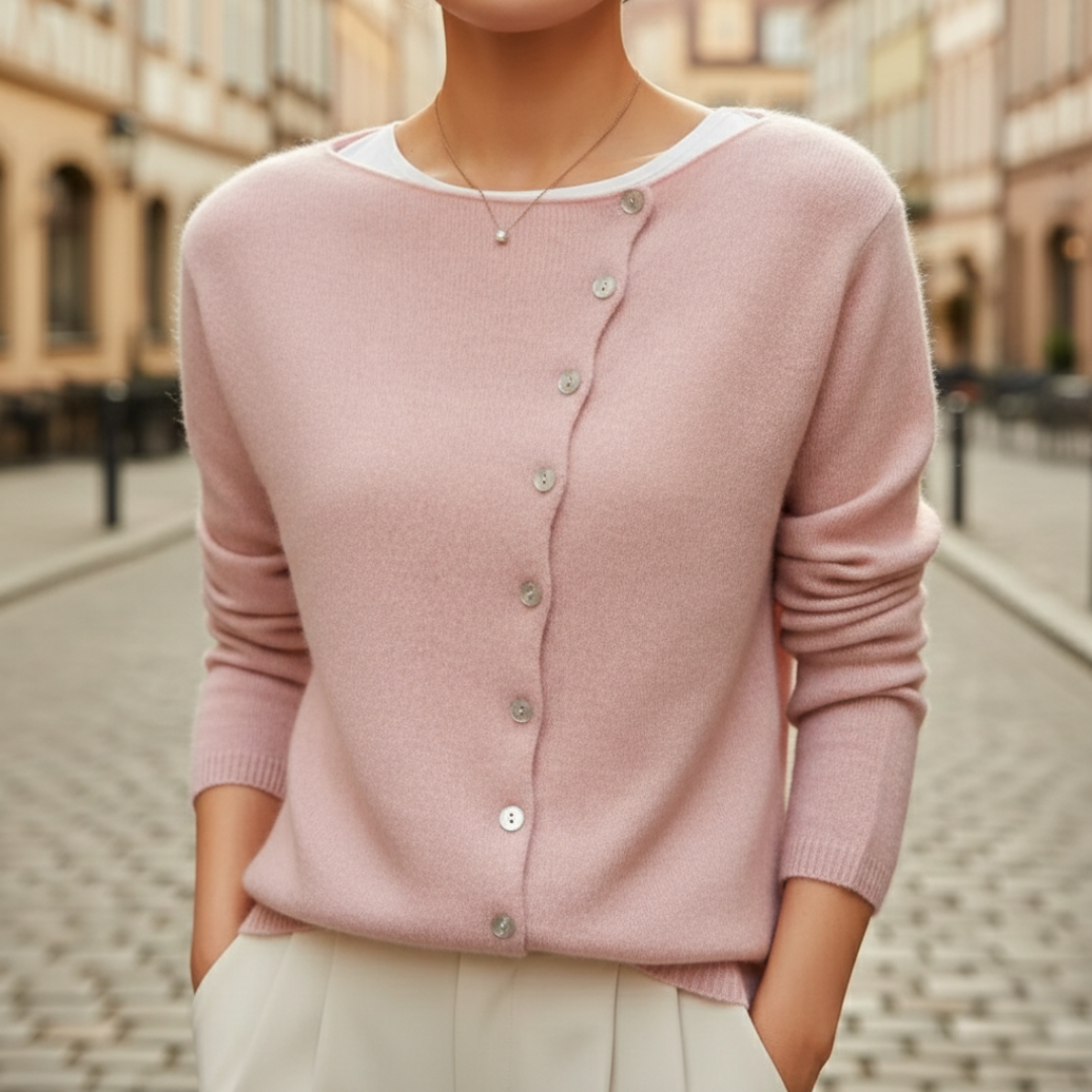 Cardigan en laine tricotée à manches longues pour femme avec boutons latéraux
