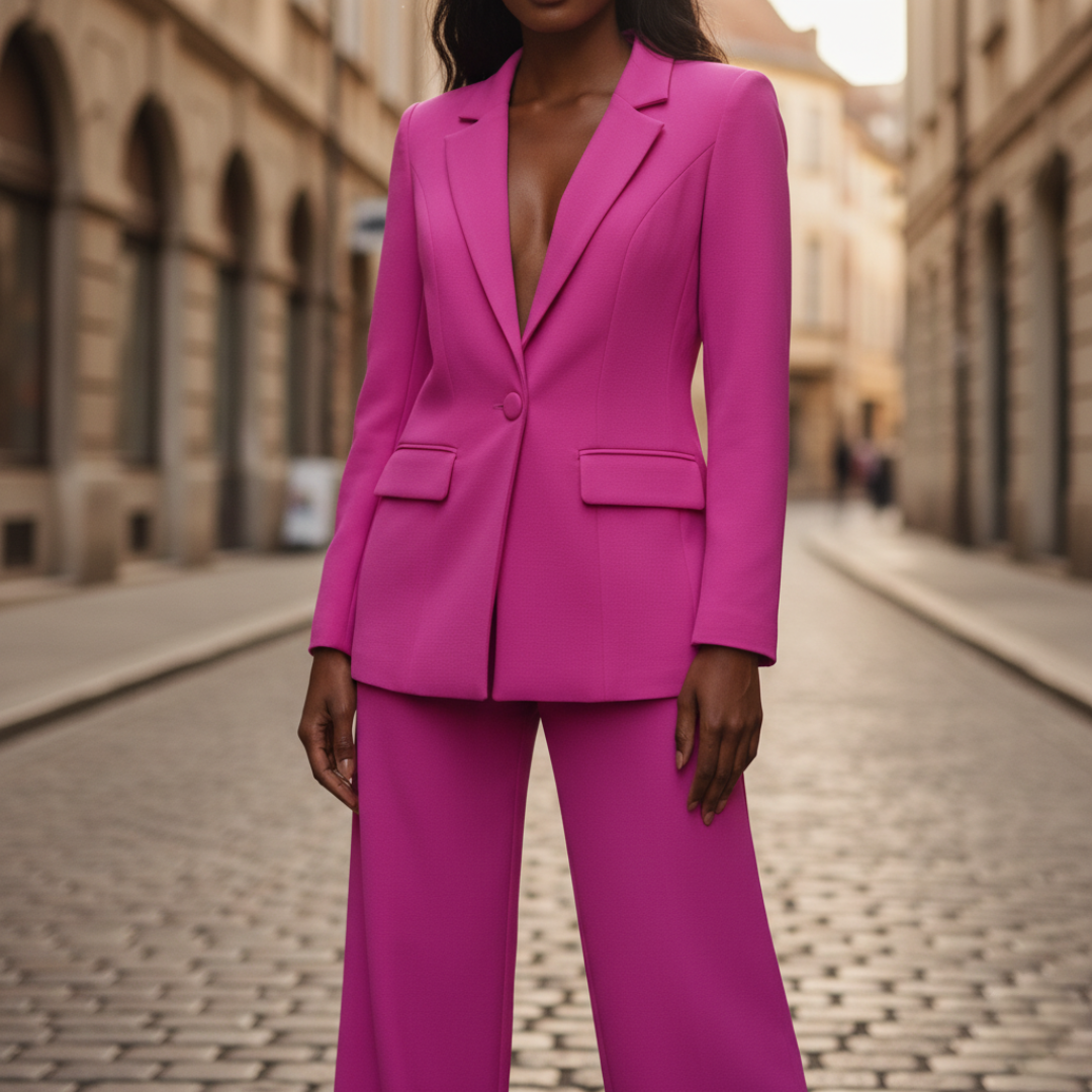 Damen Anzug Blazer mit Palazzo Hose Elegant | Vestea