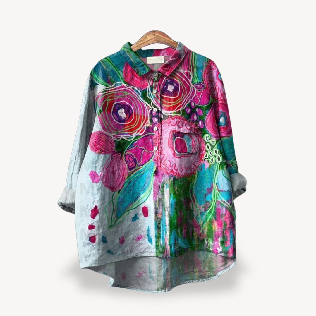 Damen Blumen Langarmhemd Frauen | Vestea