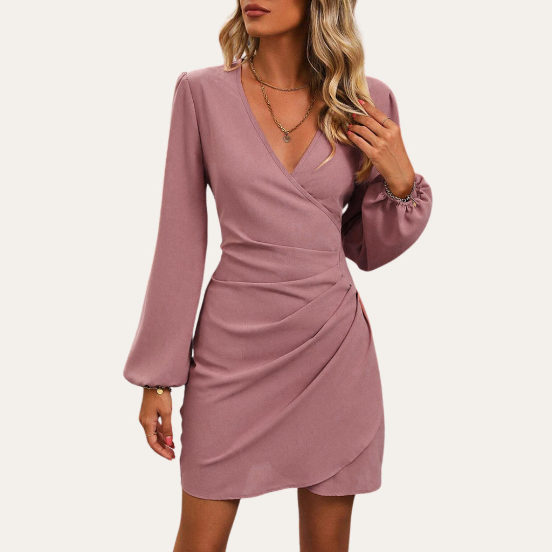 Vestea | Damen Wickelkleid – Langarm Elegantes Mini