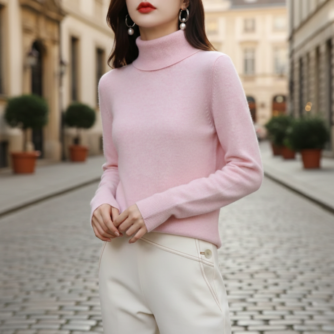 Pull à col roulé en maille à manches longues pour femme