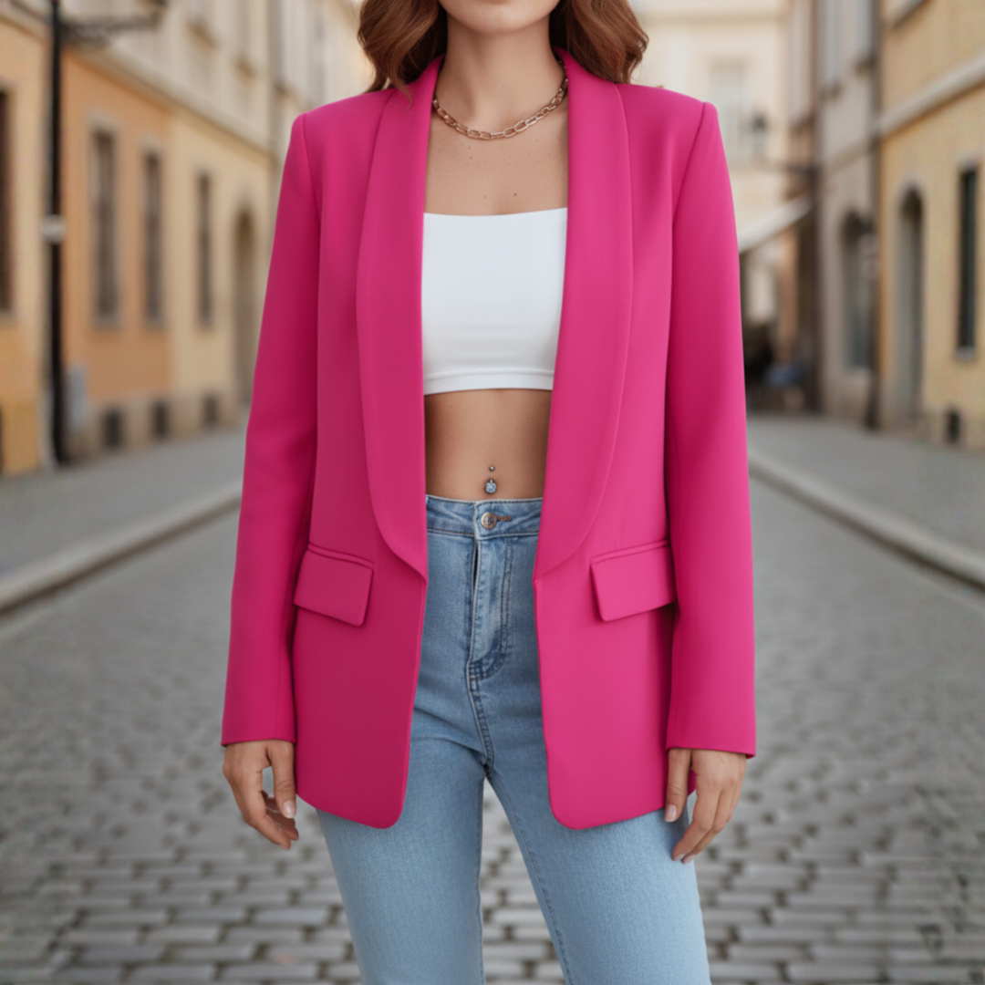 Damenjacke aus Stretchstoff mit langen Ärmeln und Taschen | Vestea