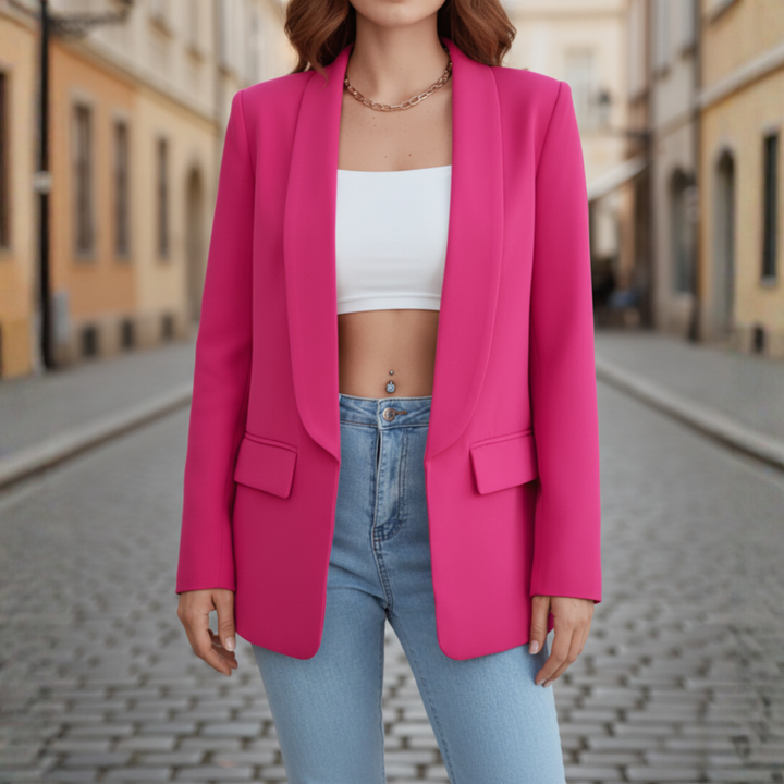 Damenjacke aus Stretchstoff mit langen Ärmeln und Taschen | Vestea