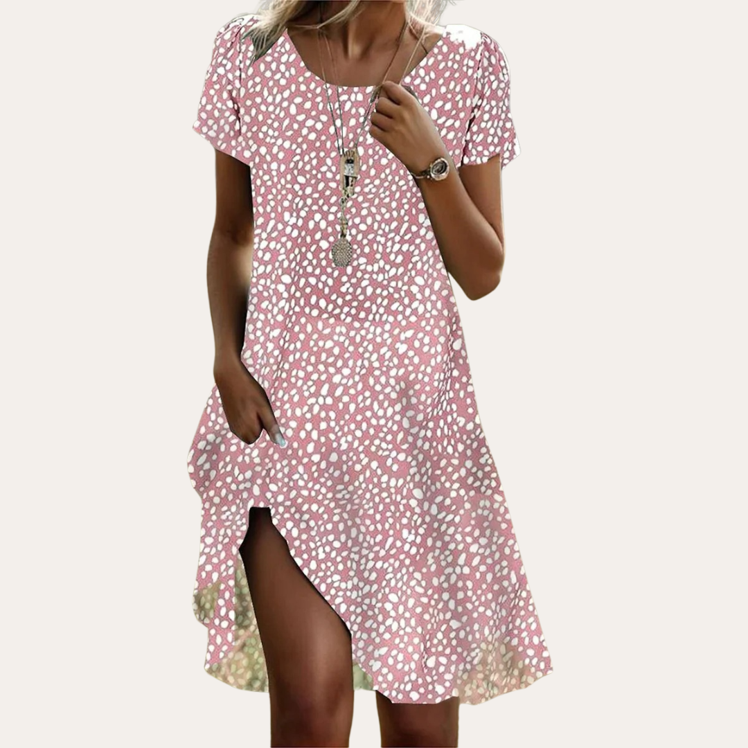 Damen Baumwollkleid – Kurzarm Midi-Länge, Luftig & Bequem für Sommer, Alltag & Urlaub | Vestea