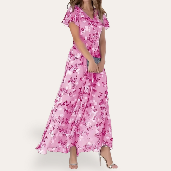 Vestea | Damen Blumen Chiffon Maxikleid