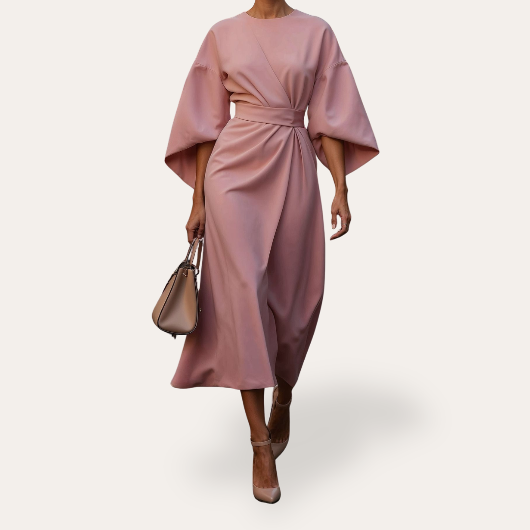 Vestea | Damen Kleid mit weiten Ärmeln aus Leinenmischung