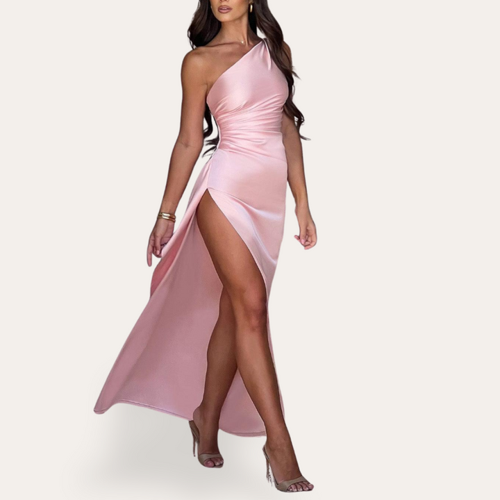 Vestea | Damen Satin-One-Shoulder-Abendkleid mit Schlitz