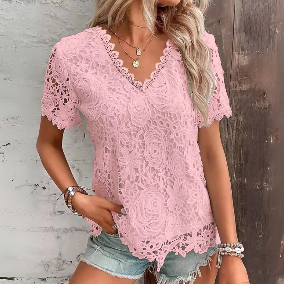 Damen Lässige Bluse mit Spitze | Vestea