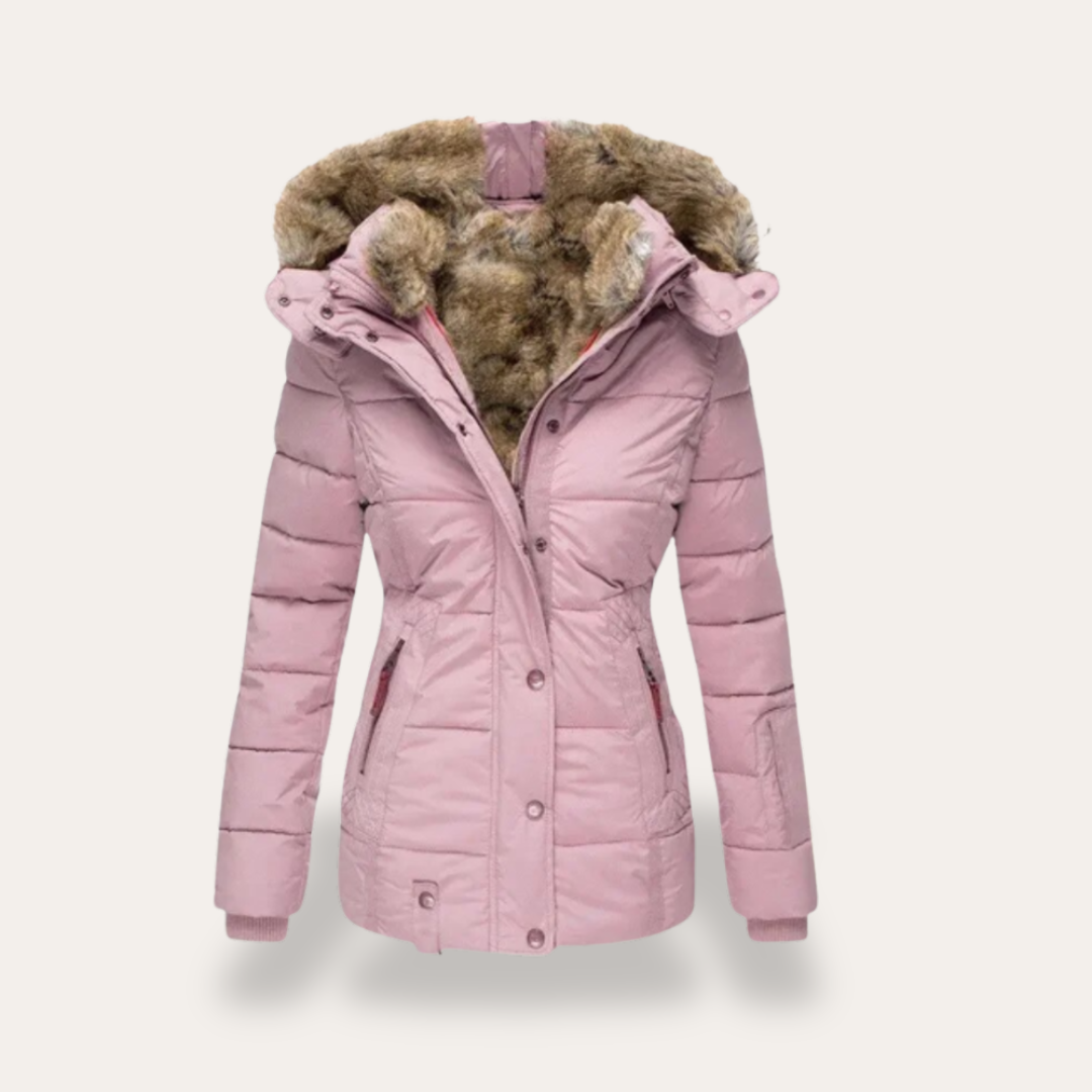 Damen-Steppjacke mit Kapuze und Kunstpelz | Vestea