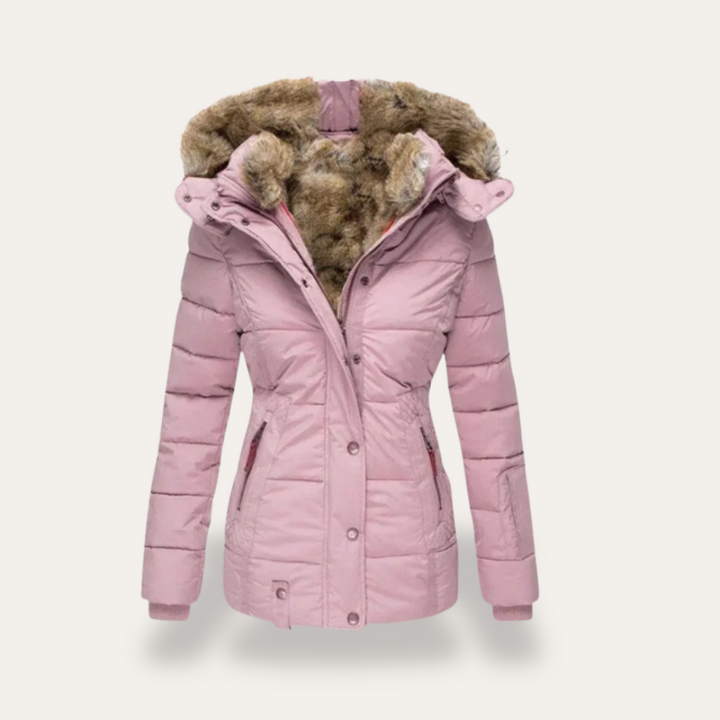 Damen-Steppjacke mit Kapuze und Kunstpelz | Vestea