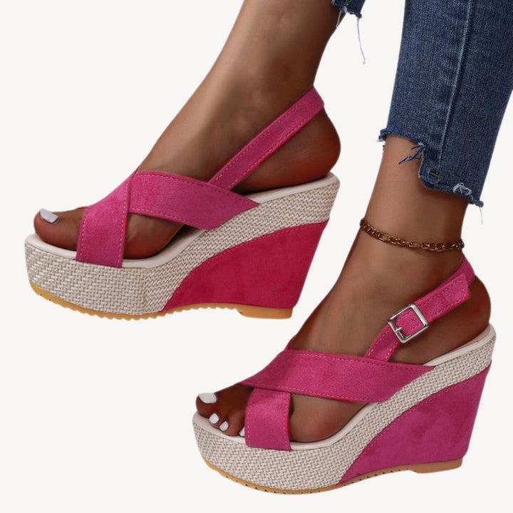 Damen Orthopädische Denim-Keilplateausandalen | Vestea
