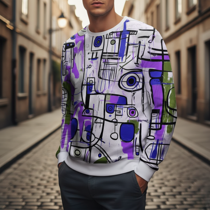 Herren Sweatshirt mit Modernem Design aus Stoff | Vestea