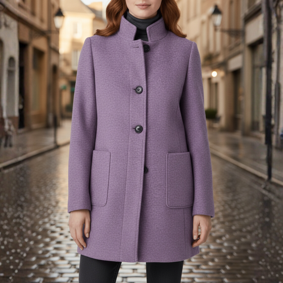 Damenmantel aus Polyester mit schwarzen Knöpfen | Vestea