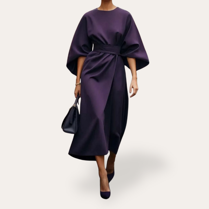 Vestea | Damen Kleid mit weiten Ärmeln aus Leinenmischung