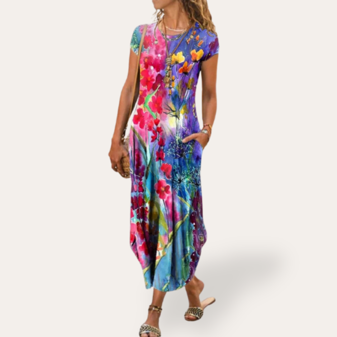 Vestea | Damen Blumen Maxikleid aus Baumwolle