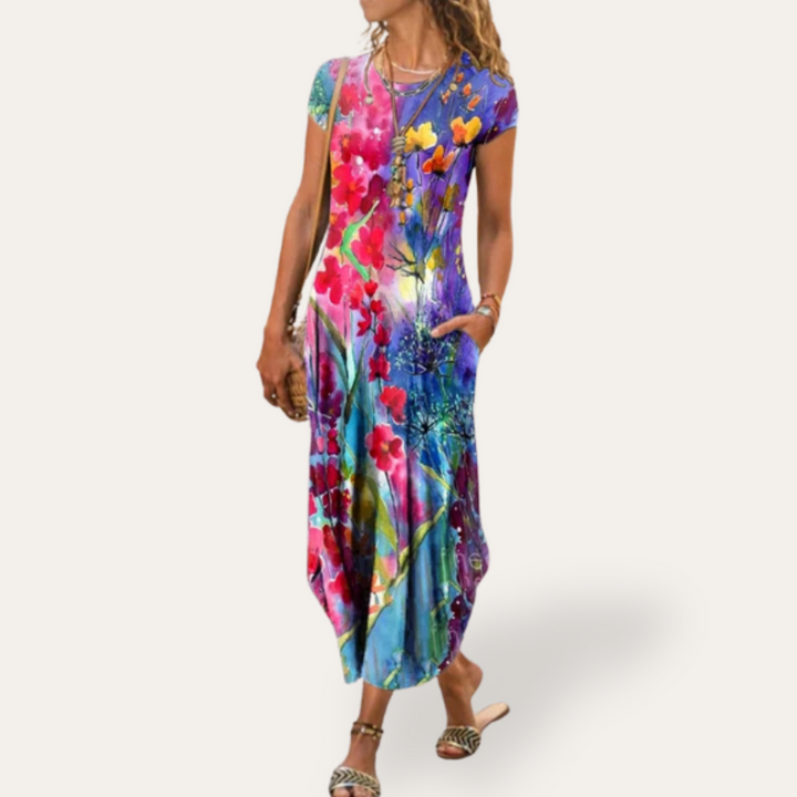 Vestea | Damen Blumen Maxikleid aus Baumwolle