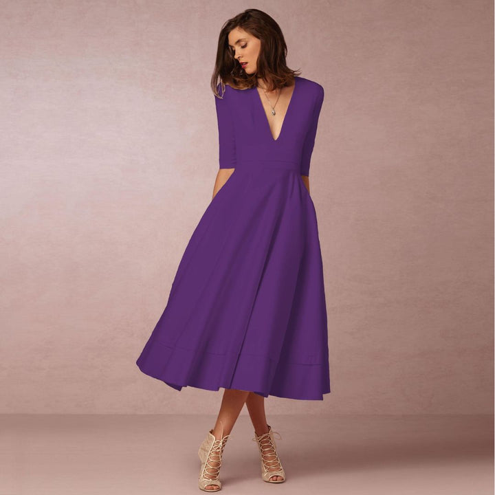 Elegantes Baumwoll Midikleid Damen | Vestea