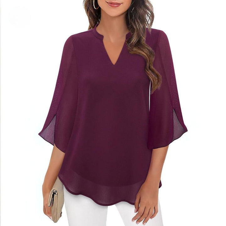 Chiffon V-Ausschnitt Bluse Damen | Vestea