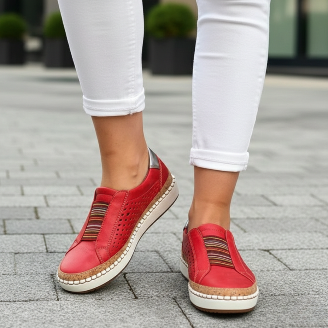 Women Orthopedic Faux Leather Slip On Sneakers