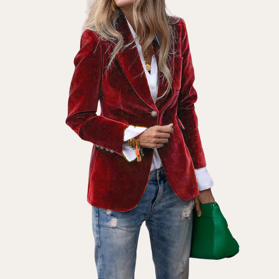 Damen Samt Blazer Jacke Elegant | Vestea