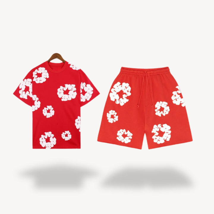 Baumwoll-Set Blumen T-Shirt & Shorts Unisex | Vestea